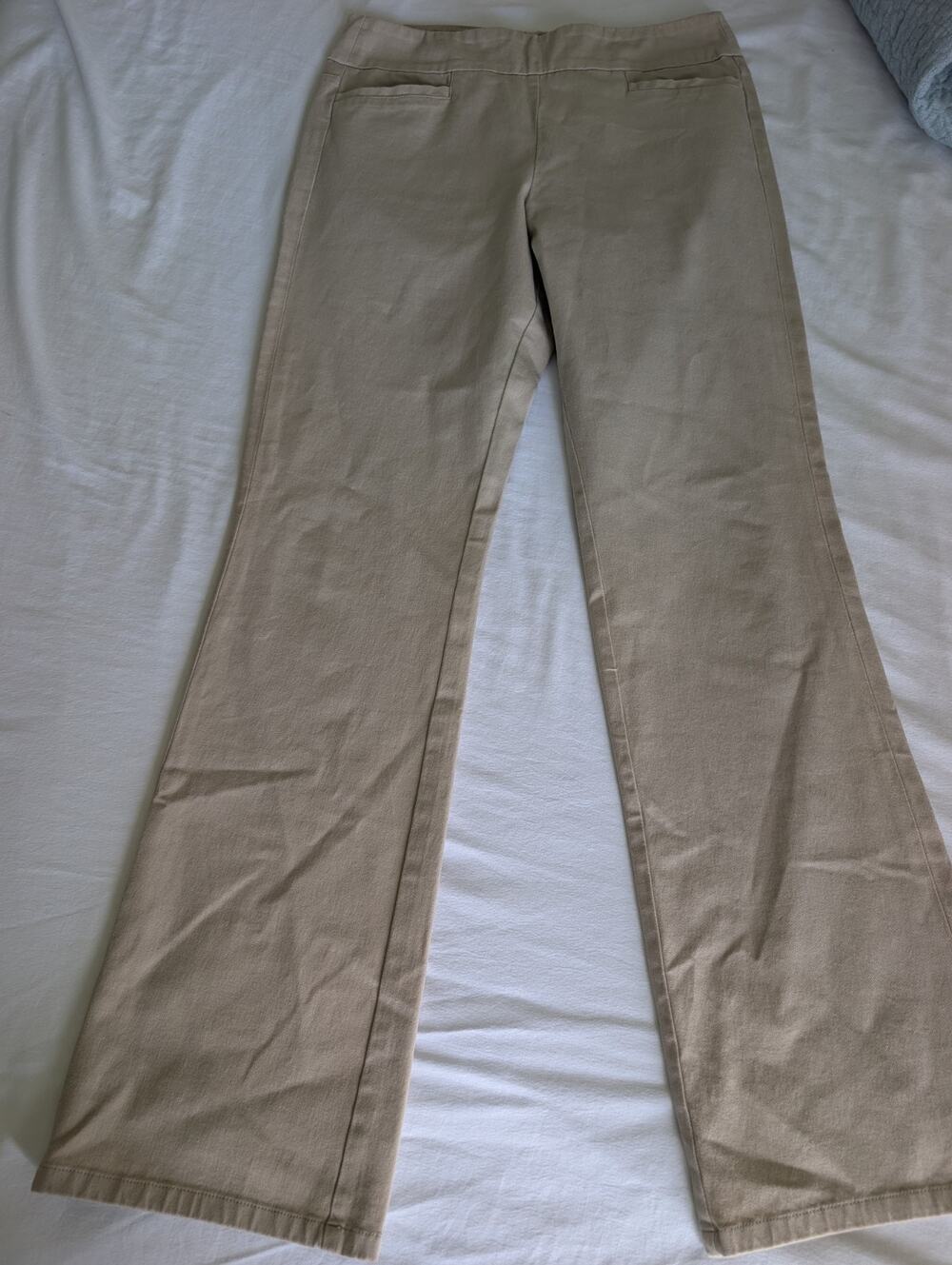 Soft Surroundings Pants Straight Leg Stretch Pull On Beige Pockets Small, Casual